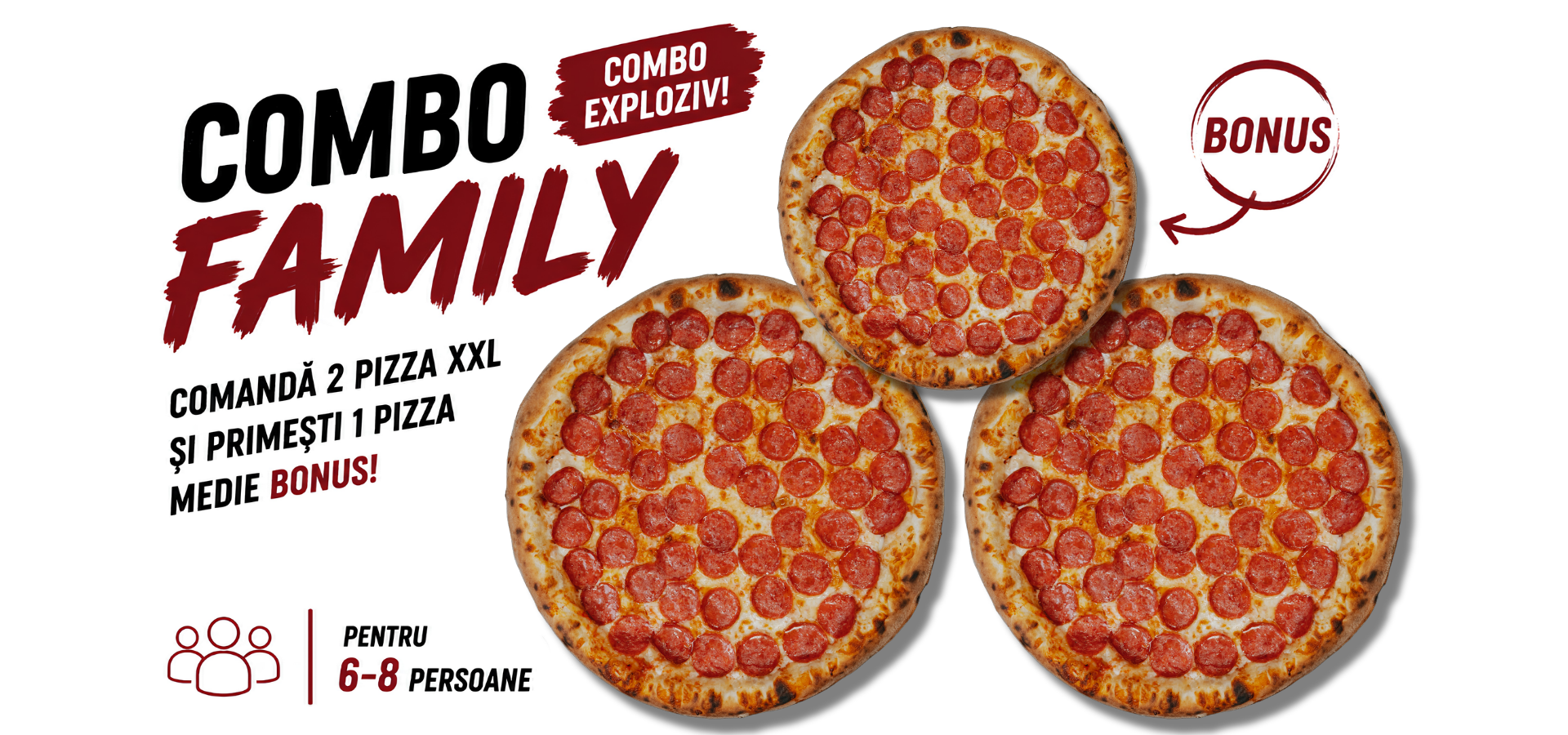 Combo Family – 2 pizza XXL și 1 pizza medie bonus